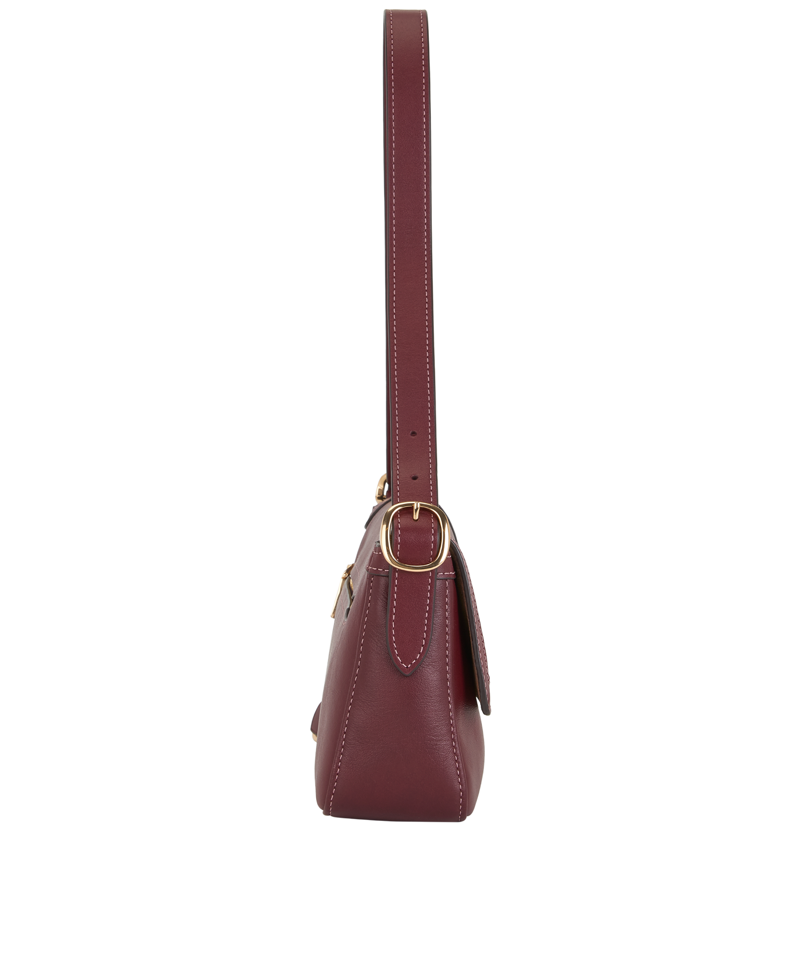 Small Etta Flap, &pound;155, Handbags, Burgundy, Leather, Side view